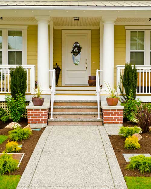 A picture of the front entrance of a house.